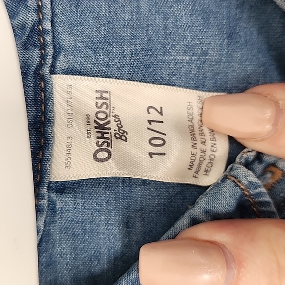 Oshkosh denim chambray girls drawstring top shirt 10 12 - Picture 2 of 5